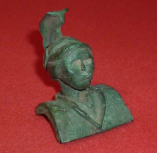 Roman Ancient Bronze Applique Statuette - Bust Of God Mars Circa 200 - 400 Ad photo