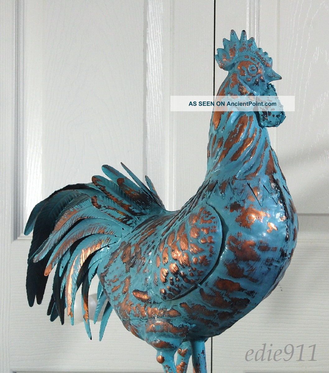 LARGE 3D Strutting ROOSTER Weathervane AGED COPPER PATINA FINISH Handcrafted