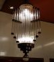 Large Size Rare Old Vintage Art Deco Skyscraper Glass Rod Chandelier Ship Light Lamps photo 2