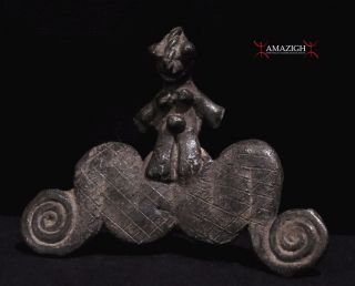Lobi Bronze Amulet - Female Figure And Snakes - Burkina Faso photo