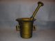 Antique 18/19th C Large Heavy Brass Mortar & Pestle Stamped And Marked W/numbers Mortar & Pestles photo 1