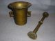 Antique 18/19th C Large Heavy Brass Mortar & Pestle Stamped And Marked W/numbers Mortar & Pestles photo 2