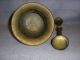 Antique 18/19th C Large Heavy Brass Mortar & Pestle Stamped And Marked W/numbers Mortar & Pestles photo 7