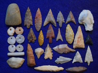 30,  Diverse Sahara Neolithic Relics,  And 1 Paleo Aterian Stemmed Tool photo