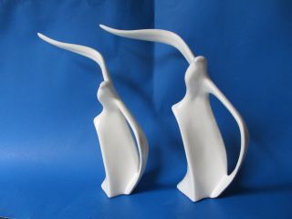 Vintage Mid Century Modern Ceramic Seagull Birds Pair Sculptures Modernist photo