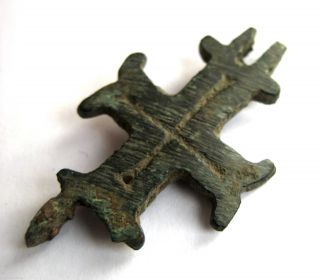 Circa.  1200 A.  D Medieval Period Ae Bronze Reliquary Cross Pendant photo