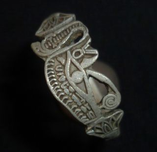 Unique Celtic Ancient Artifact Silver Ring - Great Details Circa 200 - 100 Bc photo