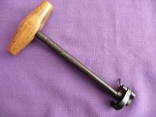 Antique,  Dentist ' S,  Straight Shaft Tooth Key With Wooden Handle photo
