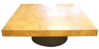 Mid Century Modern Milo Baughman Burl Wood Coffee Table photo