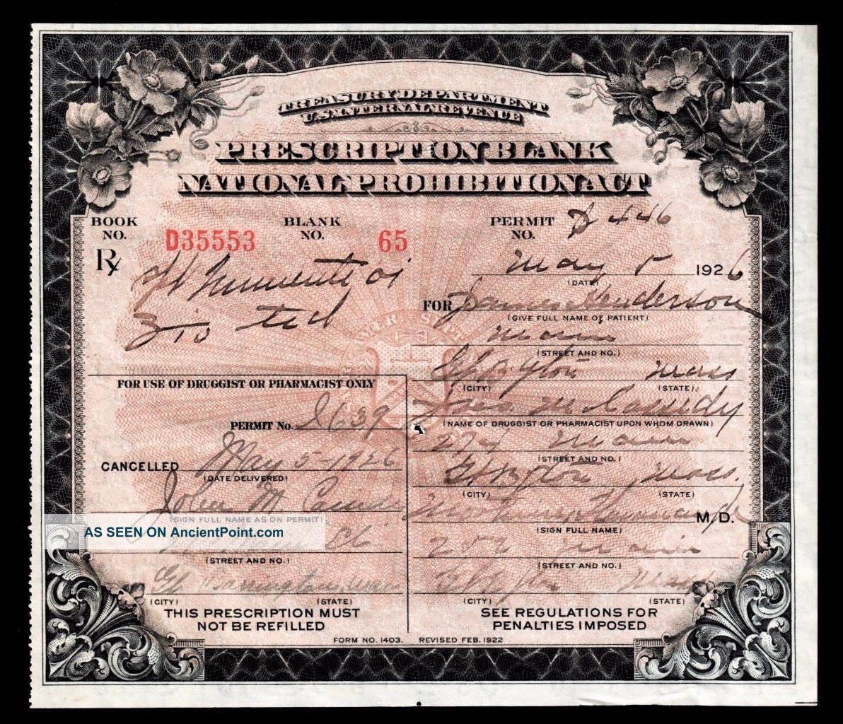 Prohibition Prescription Whiskey Antique Pharmacy Doctor Bar Gt Barrington Ma Rx Other Medical Antiques photo