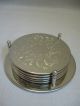 Vintage 2 Decanters Silver Tone Carrier Stand Silver Plate Tone Coasters Stand Decanters photo 6