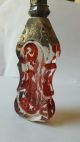 19th C.  Ruby And Clear Glass Crystal Scent Bottle With Sterling Top Danish? Perfume Bottles photo 1