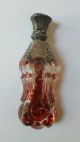 19th C.  Ruby And Clear Glass Crystal Scent Bottle With Sterling Top Danish? Perfume Bottles photo 3