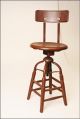Vintage Industrial Drafting Stool Chair Factory Swivel Loft Wood Metal Toledo 1900-1950 photo 1