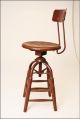 Vintage Industrial Drafting Stool Chair Factory Swivel Loft Wood Metal Toledo 1900-1950 photo 8
