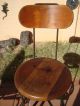 Antique Vintage 3 Leg Industrial Steel Wood Drafting Machinist Bar Stool Chair 1900-1950 photo 3