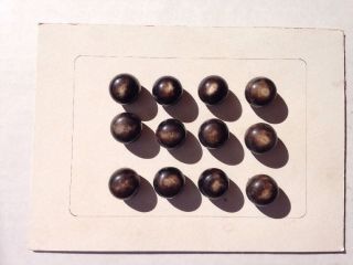 12 Antique Vintage Ball - Shaped Buttons ? Horn Or Veg Ivory On Card photo