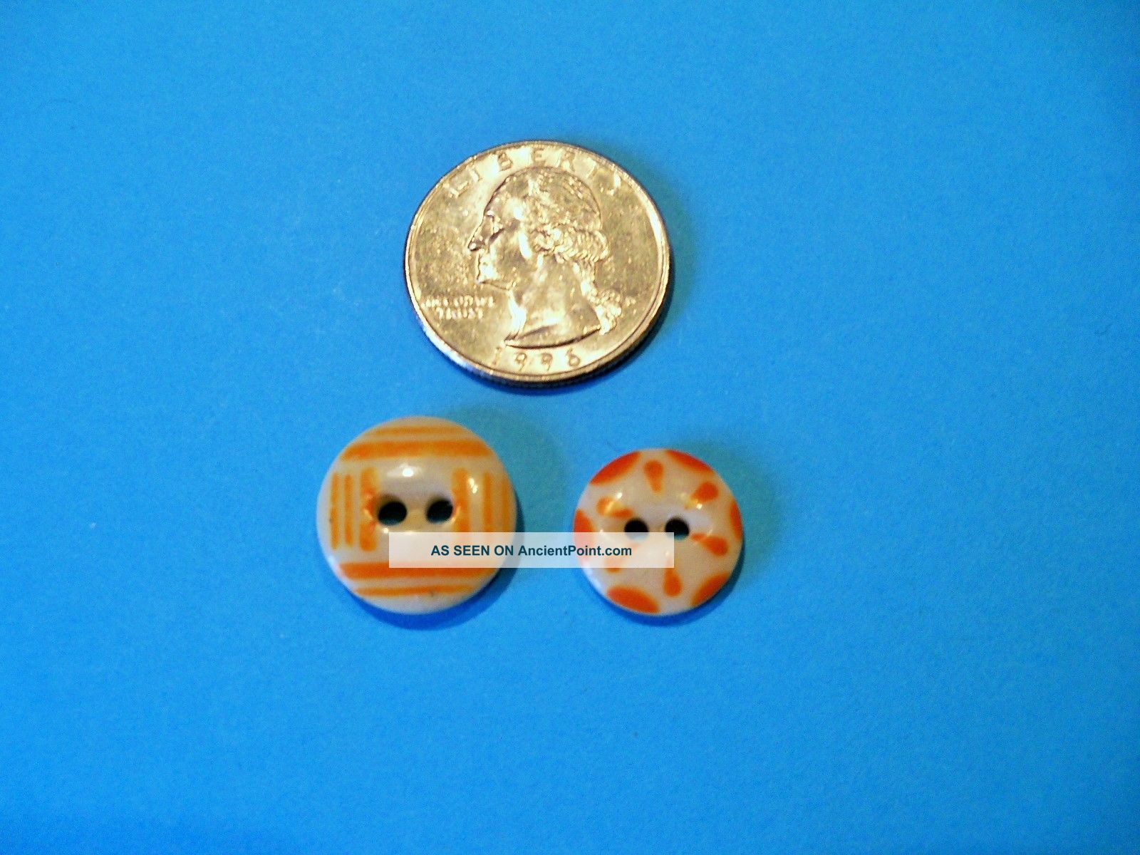 Antique Calico Stenciled Buttons - China Buttons Orange (s) Buttons photo