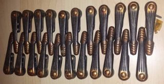 1930 ' S Vintage Cast Iron Metal Stair Carpet Holders Rods Clips X 22 (11 Pairs) photo