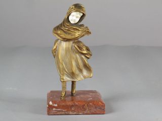 Rare French 1930 Art Deco Chryselephantine Sculpture From A.  Gory photo