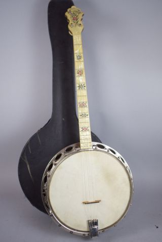 Vintage 1920s Gretsch Broadkaster 4 - String Banjo W/ Mop Inlays Antique photo