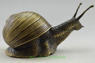 Chinese Old Collectible Decorated Old Handwork Copper Carved Snail Statue Nr photo