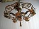 Chandelier Antique Polychrome 5 Light Bronze Accents 1900`s Restored Rewired Chandeliers, Fixtures, Sconces photo 3
