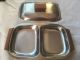 Mid Century Modern 18/8 Denmark Stainless Teak Handle Knob Divided Dish Tray Mid-Century Modernism photo 3
