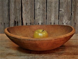 Antique Primitive Old England Wooden Dough Bowl photo