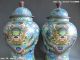 Chinese Royal Old Copper Handwork Cloisonne Six Dragon Jar Crock Pot Vase Pair Vases photo 5