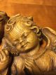 Antique Hand Carved Wood Black Forest Guardian Angels Cherubs Putti Putto Jesus Carved Figures photo 5