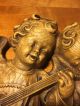 Antique Hand Carved Wood Black Forest Guardian Angels Cherubs Putti Putto Jesus Carved Figures photo 6