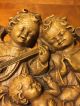 Antique Hand Carved Wood Black Forest Guardian Angels Cherubs Putti Putto Jesus Carved Figures photo 7