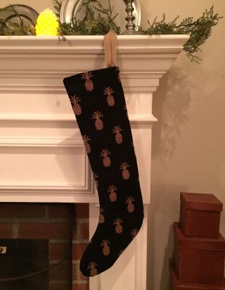 Black & Mustard Pineapple Woven Christmas Stocking photo