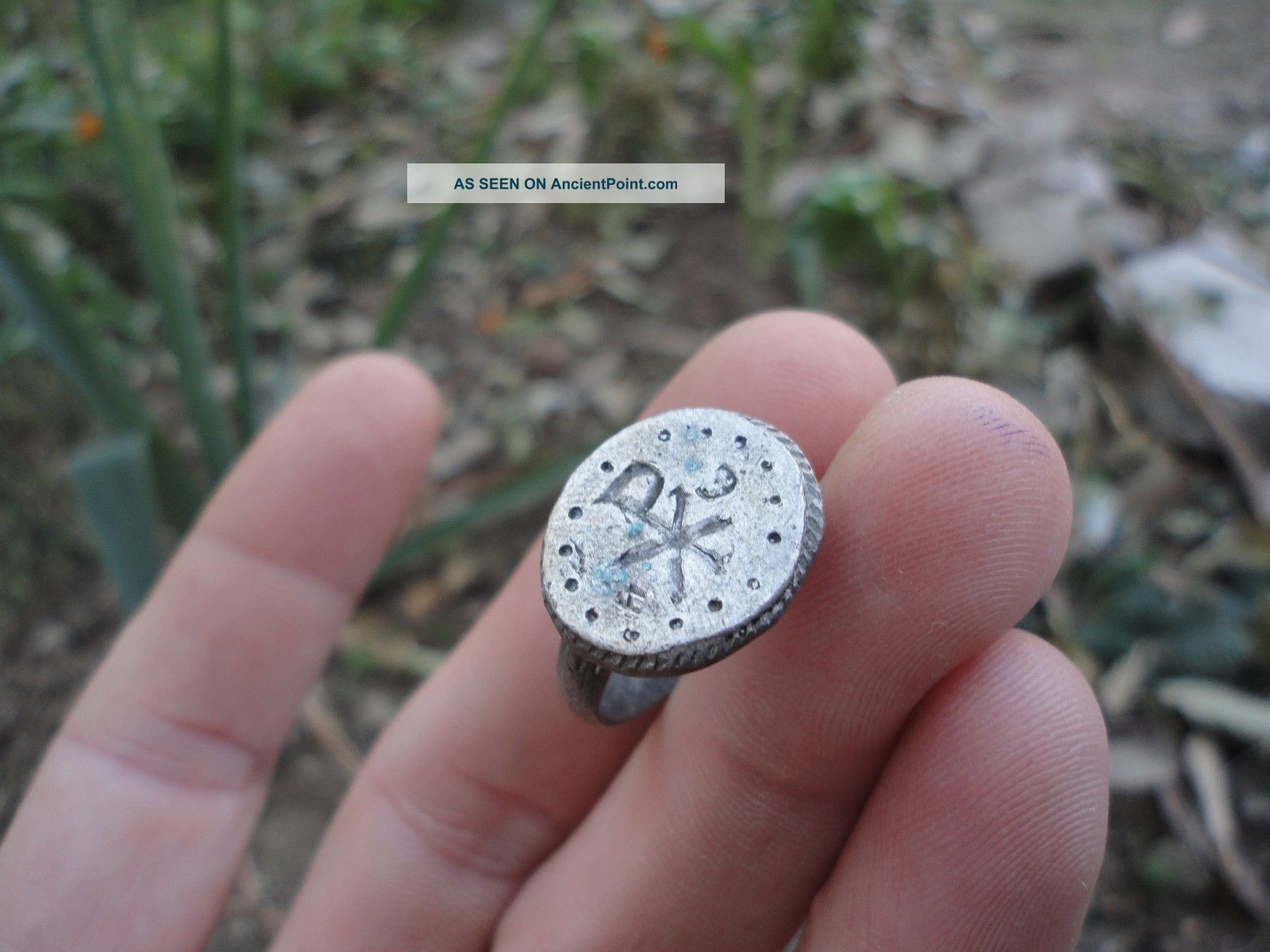 Ancient Roman Silver Ring Christogram Museum Quality Artifact Extremely Rare Roman photo