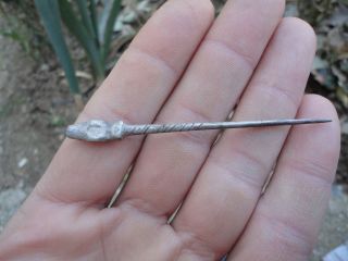 Ancient Roman Silver Hair Pin Hairclip 1st Century Ad Museum Quality Artifact photo