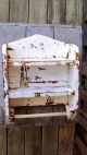 Vintage Mid Century Distressed Wood Wall Cabinet & Towel Rack Primitive Antique Primitives photo 4