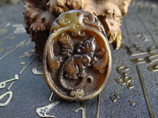 China Ancient Old Jade Hand - Carved Wealth Mice Pendant Charms H18 photo