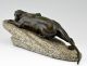 Antique Bronze Sculpture Panther L.  Bureau,  France,  1900,  L.  17 