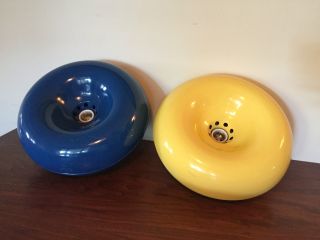 2 X 1960s Robert Sonneman Mod Lamps - Wall & Ceiling Sconce - Ufo Yellow Blue photo