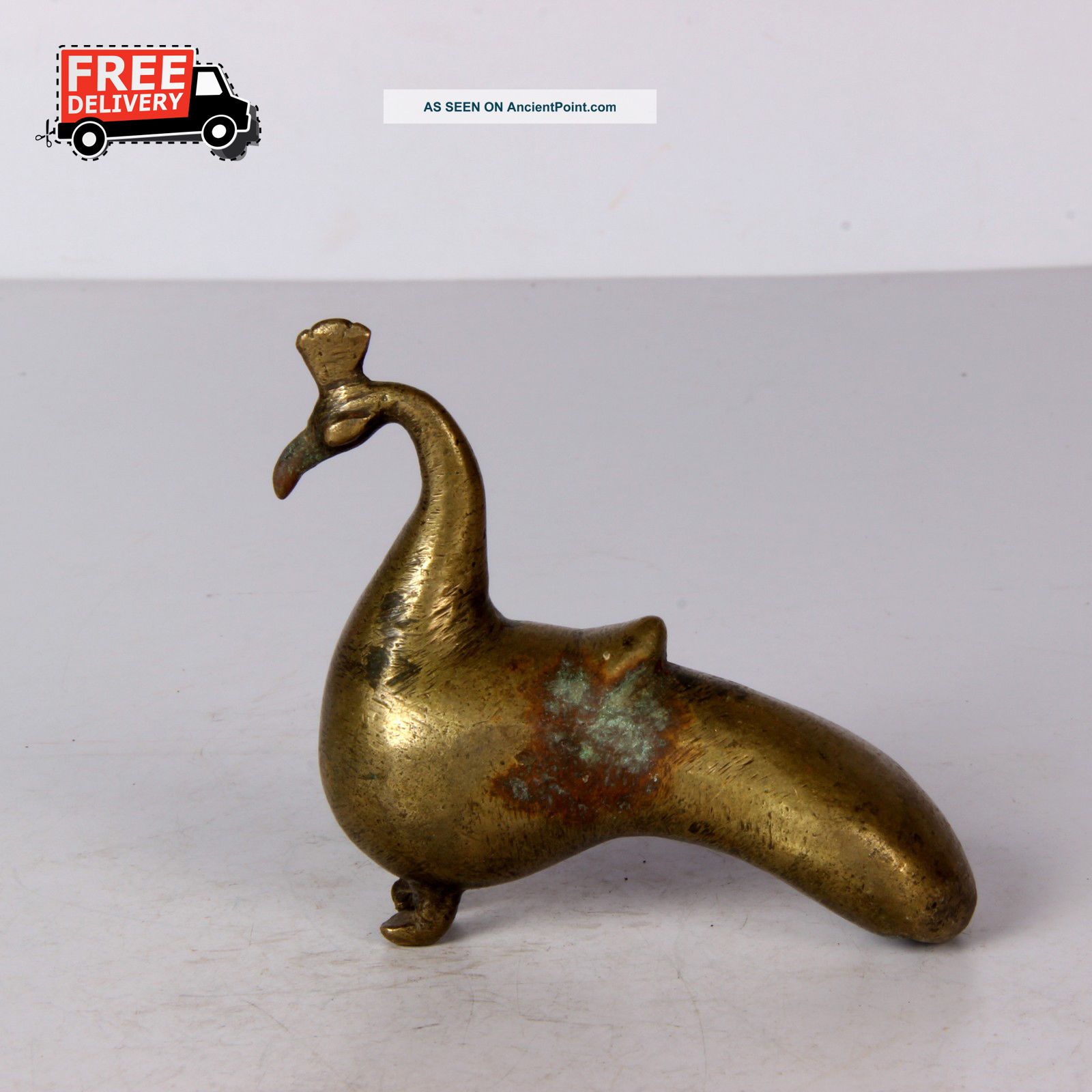 Vintage Antique Brass Animal Arts Of Peacock Made In India Rich Patina 1432 A India photo
