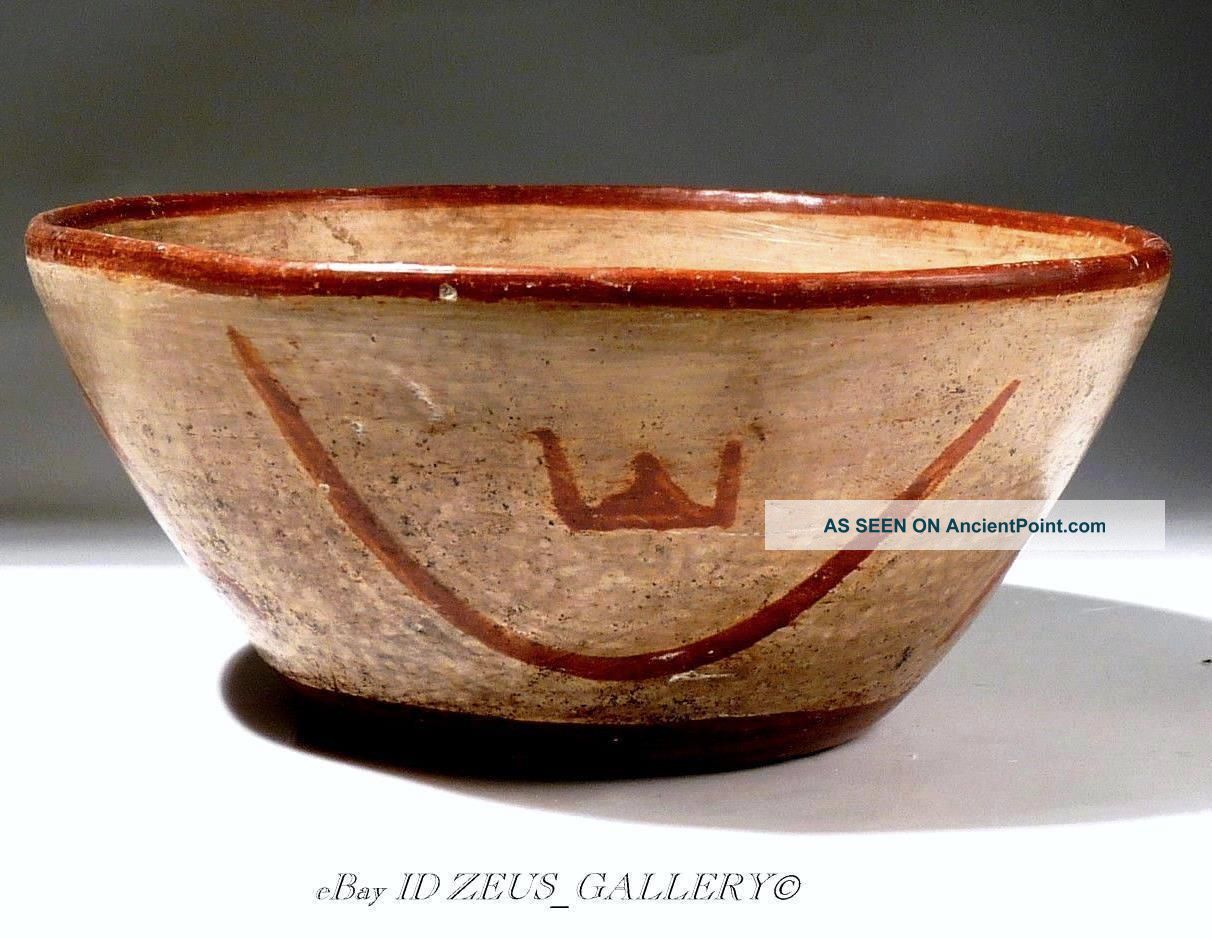 Pre Columbian Nayarit Pottery Bowl 100 Bc Red Painted & Resist Pattern Choice Xf The Americas photo