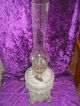 Antique Oil Lamp Cast Iron Neoclassical Relief Glass Font Lamps photo 1