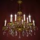 Magnificent Old Brass French Chandelier Crystal Vintage Lamp Ancient Antique Chandeliers, Fixtures, Sconces photo 4