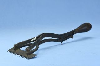Antique 1876 Wood & Cast Iron Carpet Rug Stretcher Tool photo