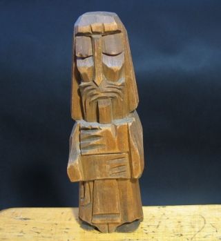Primitive Art Sculpture Wood Poland Polish Folk Vintage Old Antique Musician B photo