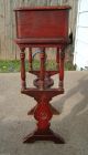 Antique Side Table Stand Tole Vintage Painted Flowers Toleware photo 3