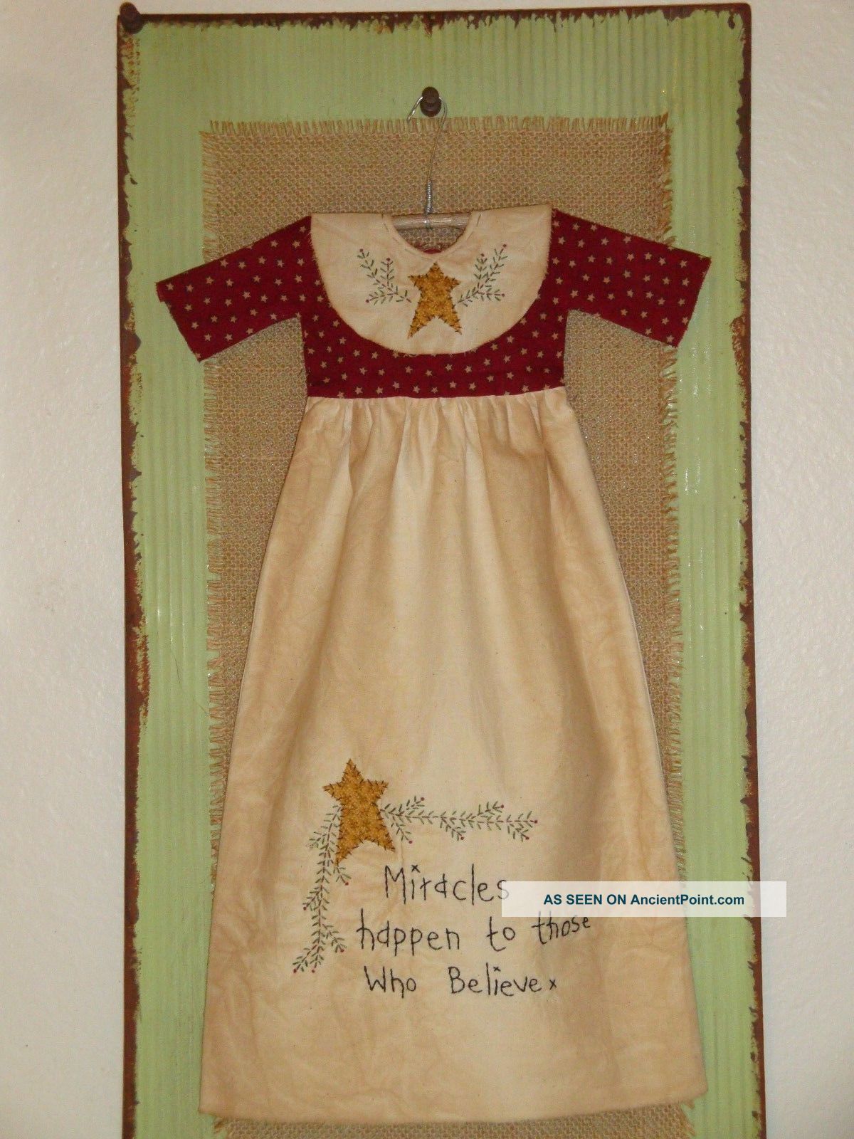 Primitive Doll Dress - Folkart - Handmade Stitchery - Home Decor - Grungy Primitives photo