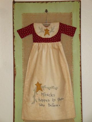 Primitive Doll Dress - Folkart - Handmade Stitchery - Home Decor - Grungy photo