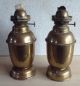 Pair Solid Brass Antique Ships Gimbal Weighted Paraffin Oil Lamps 8 Inches Tall Lamps photo 1
